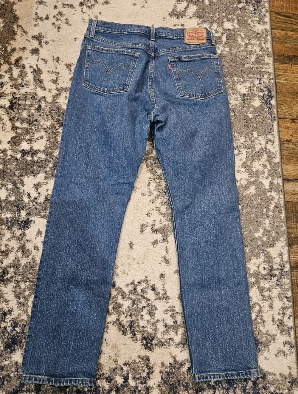 Levi's 501 Button Fly Men's Blue Straight Leg Jeans with Signature Red Tab